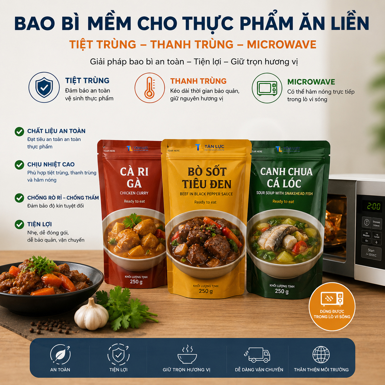 Bao bì mềm cho thực phẩm nấu chín ăn liền